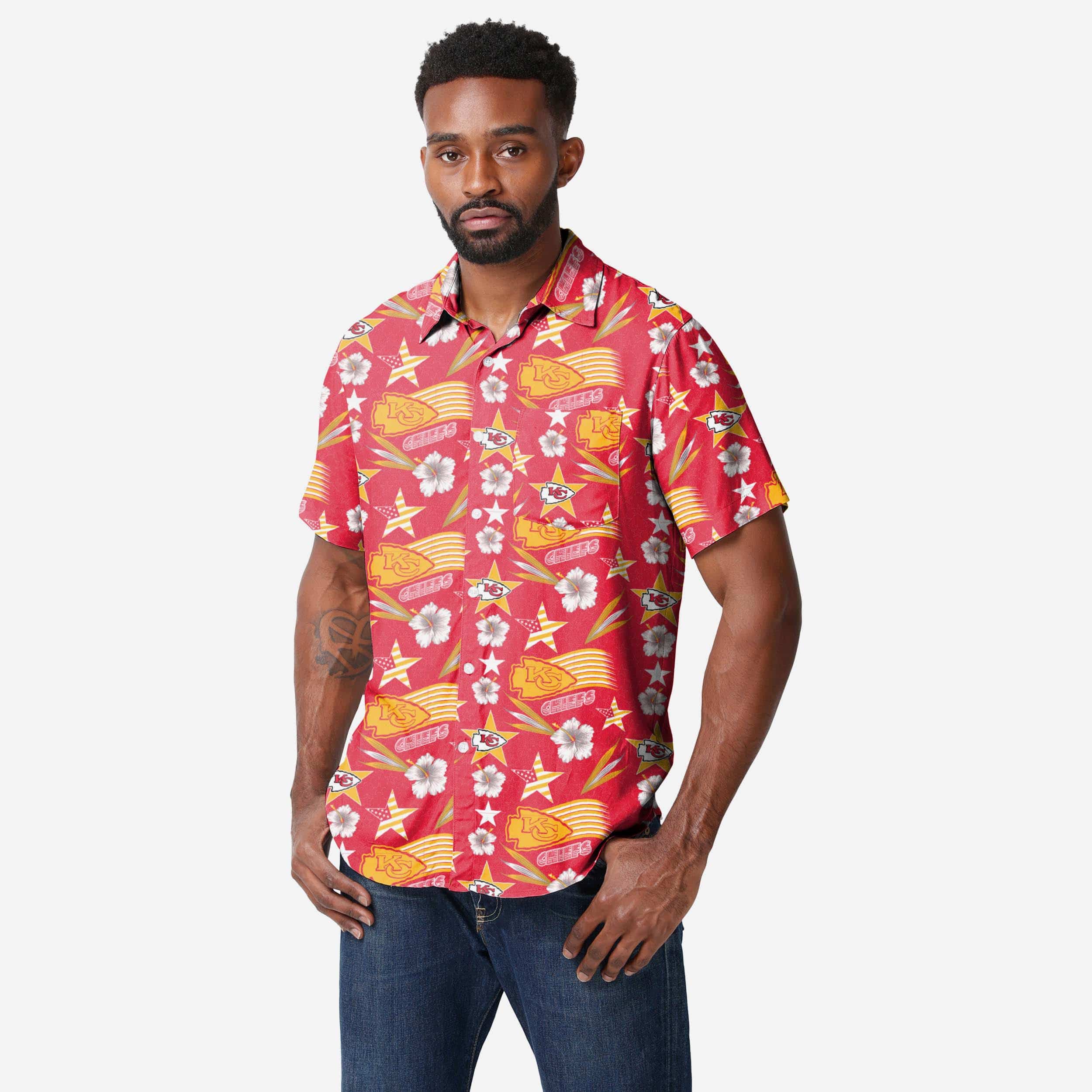 Kansas City Chiefs FOCO Thematic Button-Up Shirt - Red