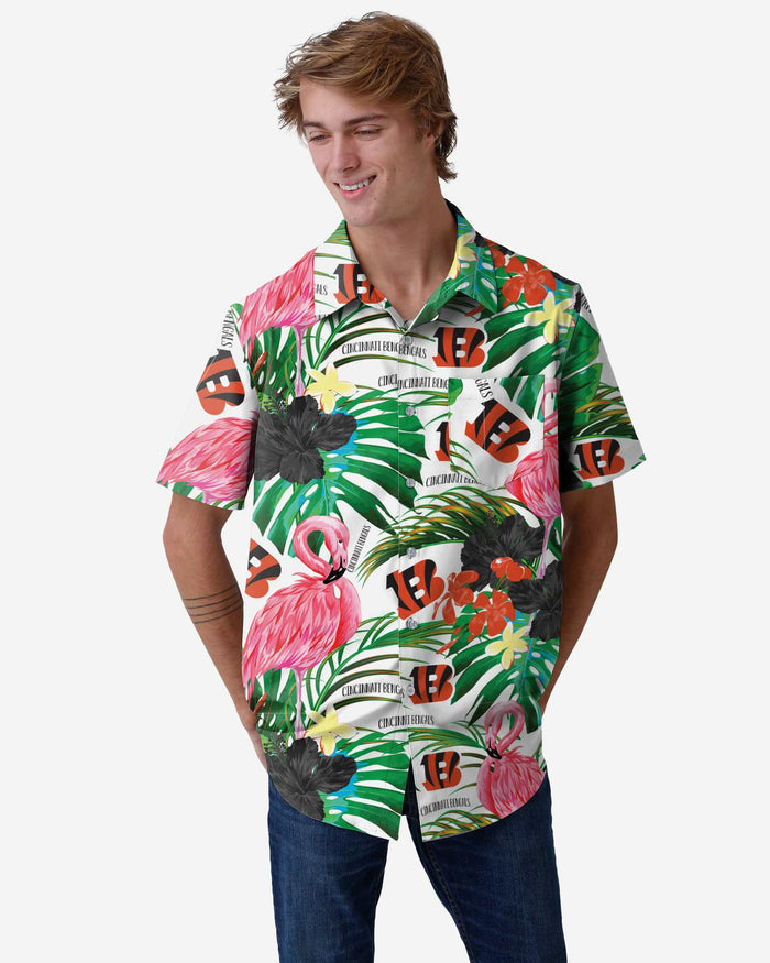 Cincinnati Bengals Flamingo Button Up Shirt FOCO S - FOCO.com