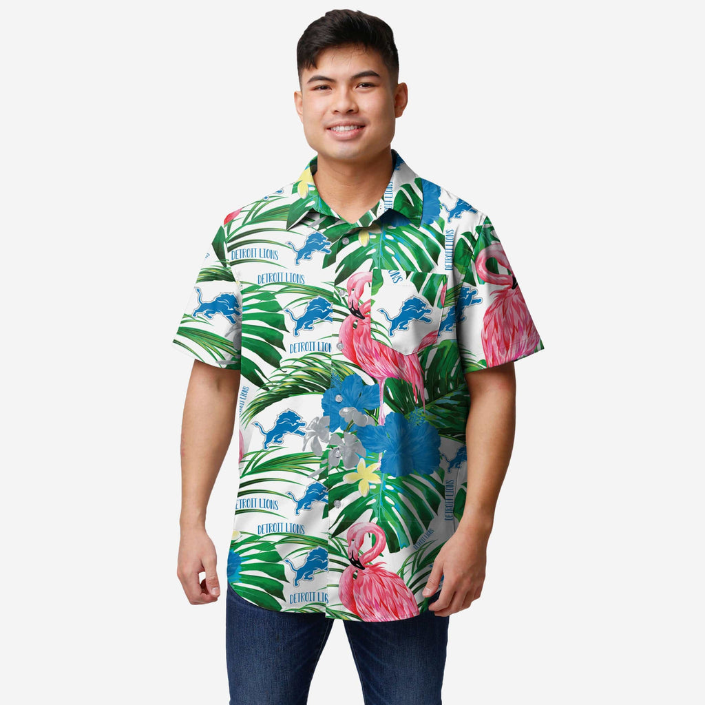 Detroit Lions Flamingo Button Up Shirt FOCO S - FOCO.com