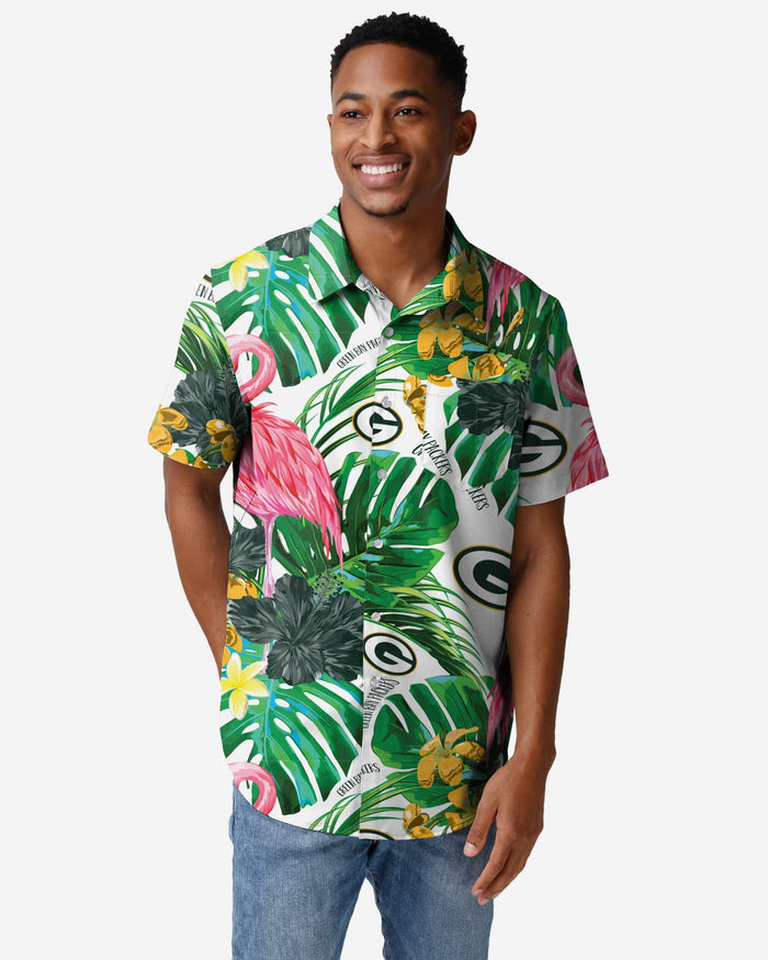 Green Bay Packers Flamingo Button Up Shirt FOCO S - FOCO.com