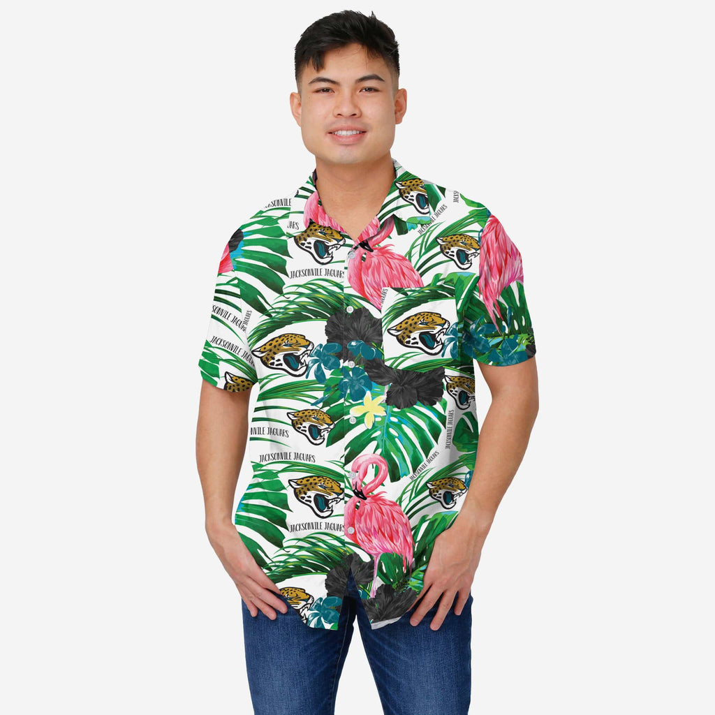 Jacksonville Jaguars Flamingo Button Up Shirt FOCO S - FOCO.com