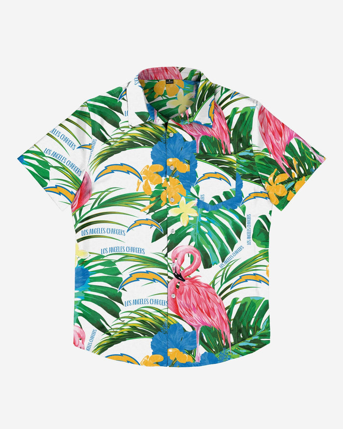 Los Angeles Chargers Flamingo Button Up Shirt FOCO - FOCO.com