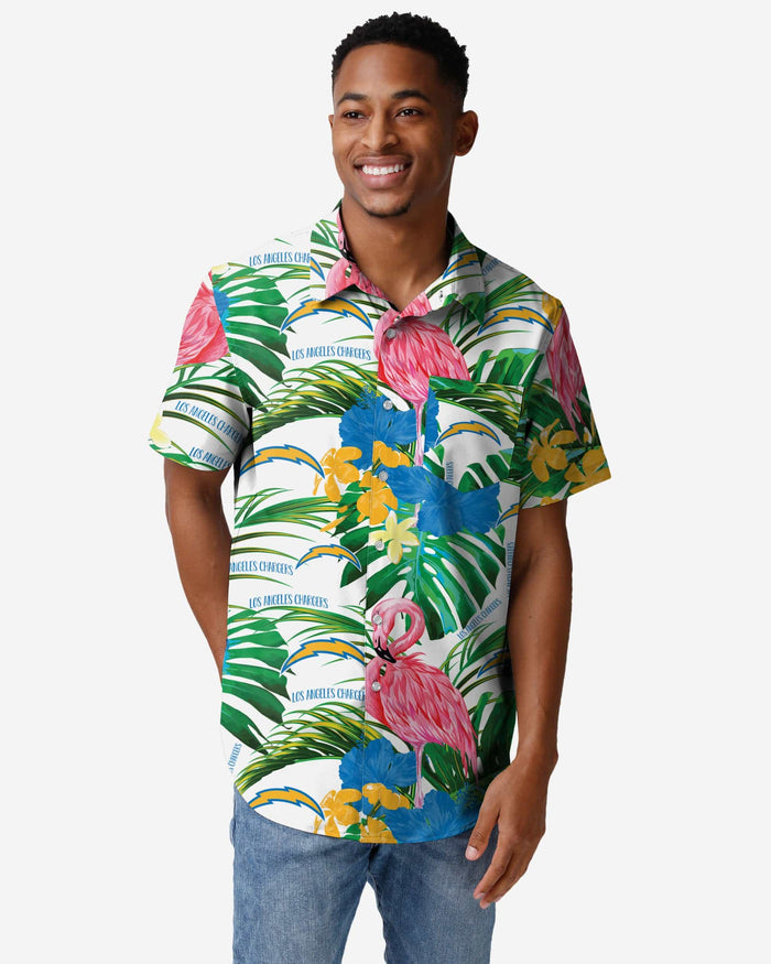 Los Angeles Chargers Flamingo Button Up Shirt FOCO S - FOCO.com