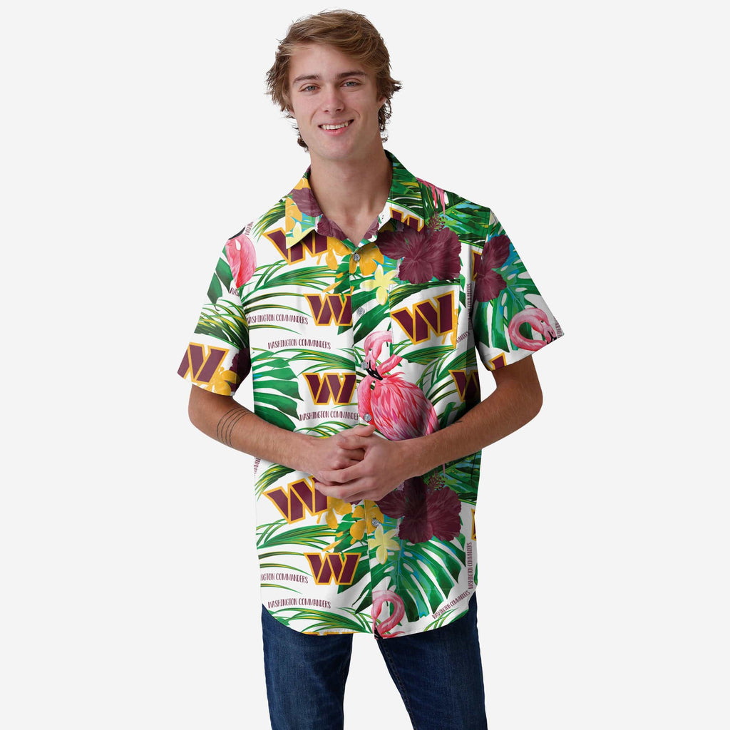 Washington Commanders Flamingo Button Up Shirt FOCO S - FOCO.com