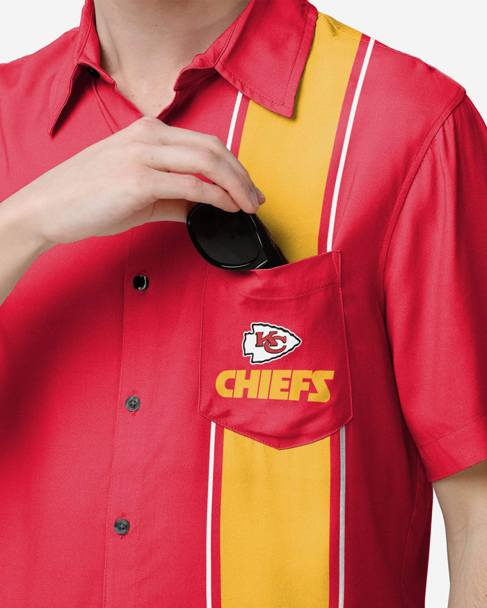 FOCO Kansas City Chiefs NFL Mens Bowling Stripe Button Up Shirt