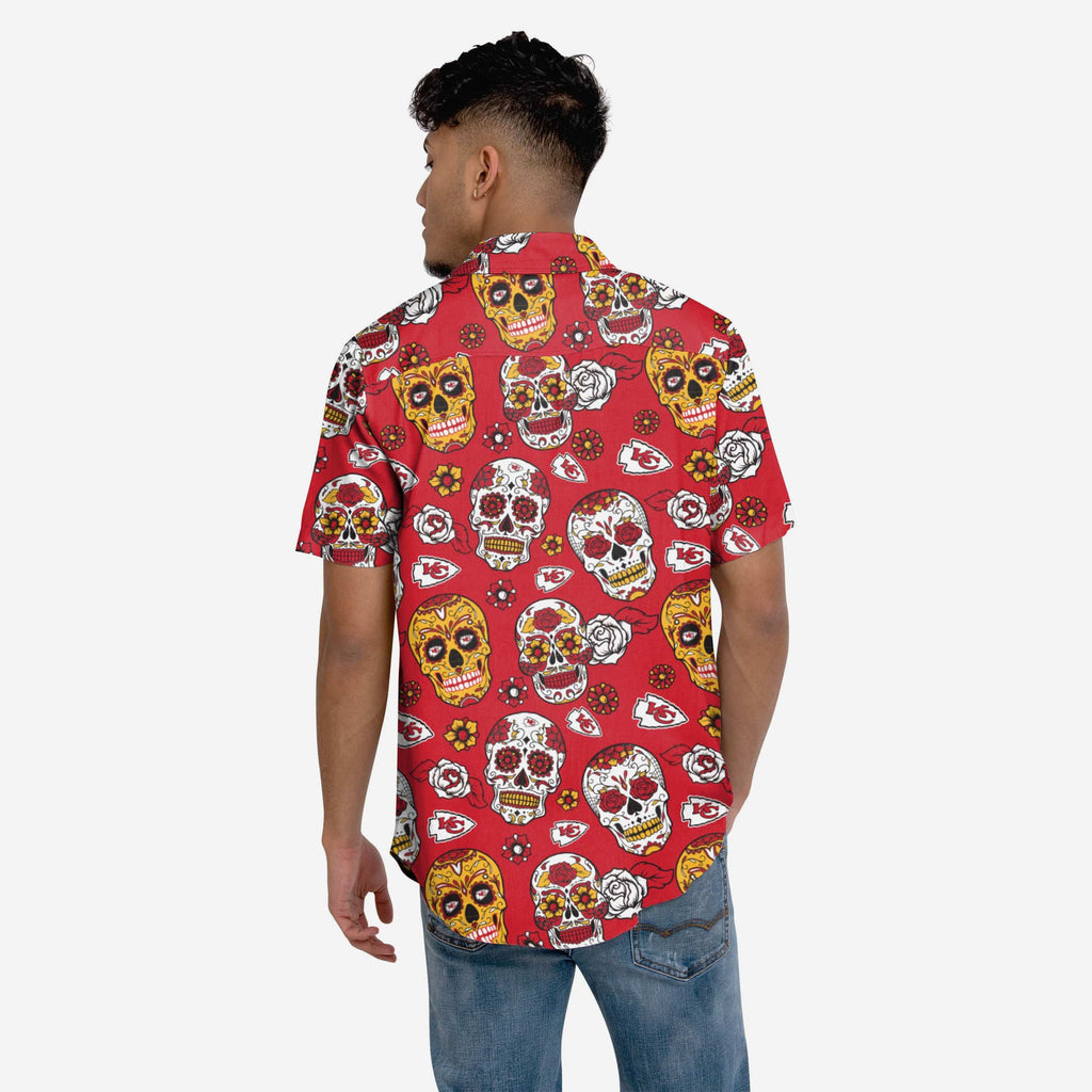 Kansas City Chiefs Day Of The Dead Button Up Shirt FOCO