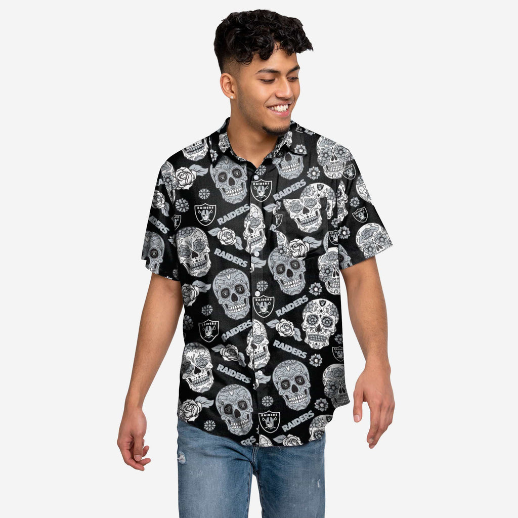 Las Vegas Raiders Day Of The Dead Button Up Shirt FOCO S - FOCO.com