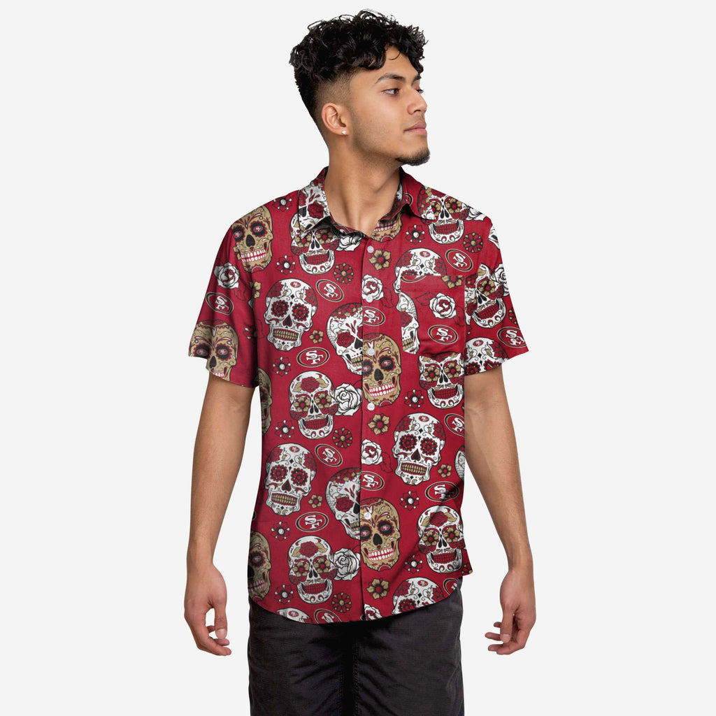 San Francisco 49ers Day Of The Dead Button Up Shirt FOCO S - FOCO.com