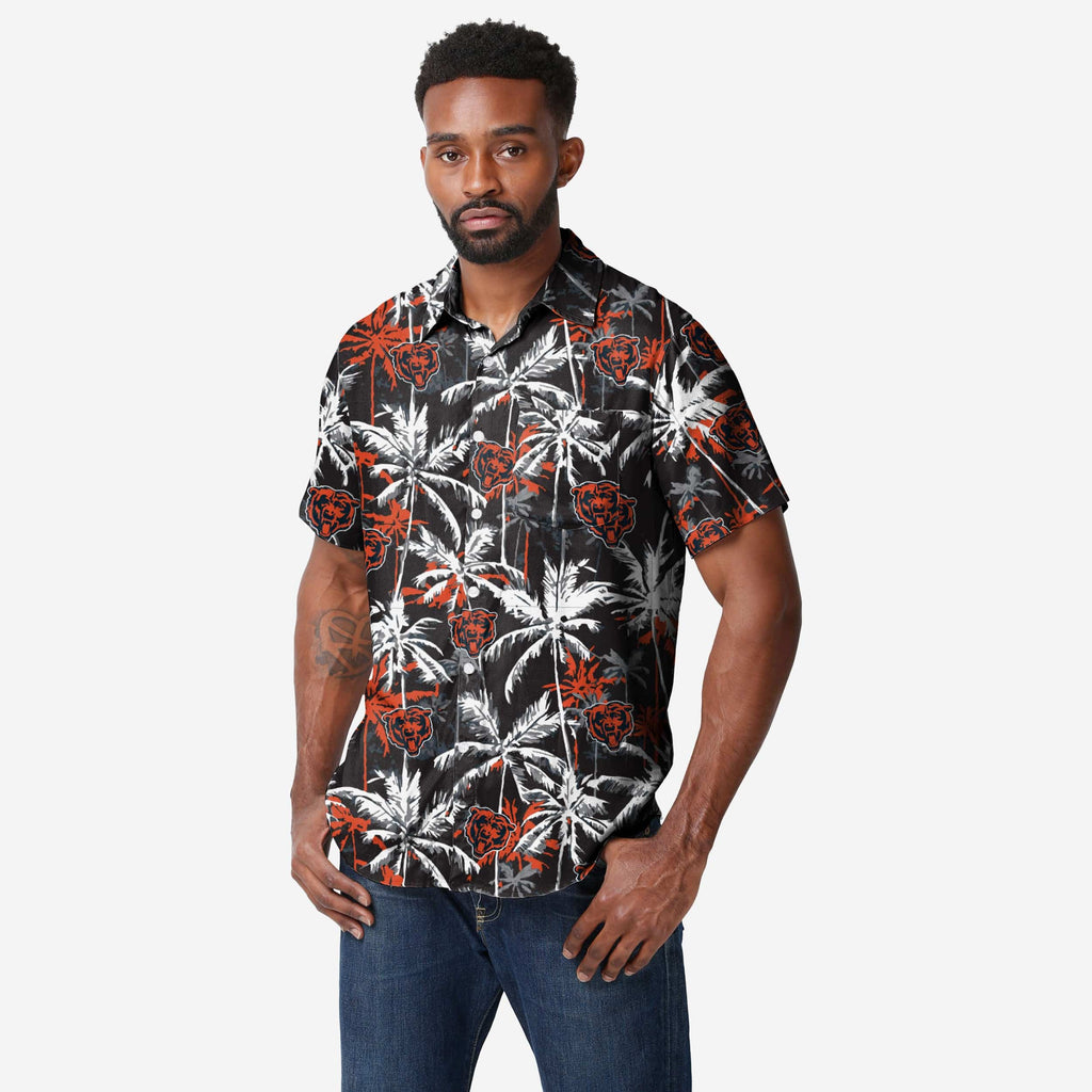 Chicago Bears Black Floral Button Up Shirt FOCO S - FOCO.com