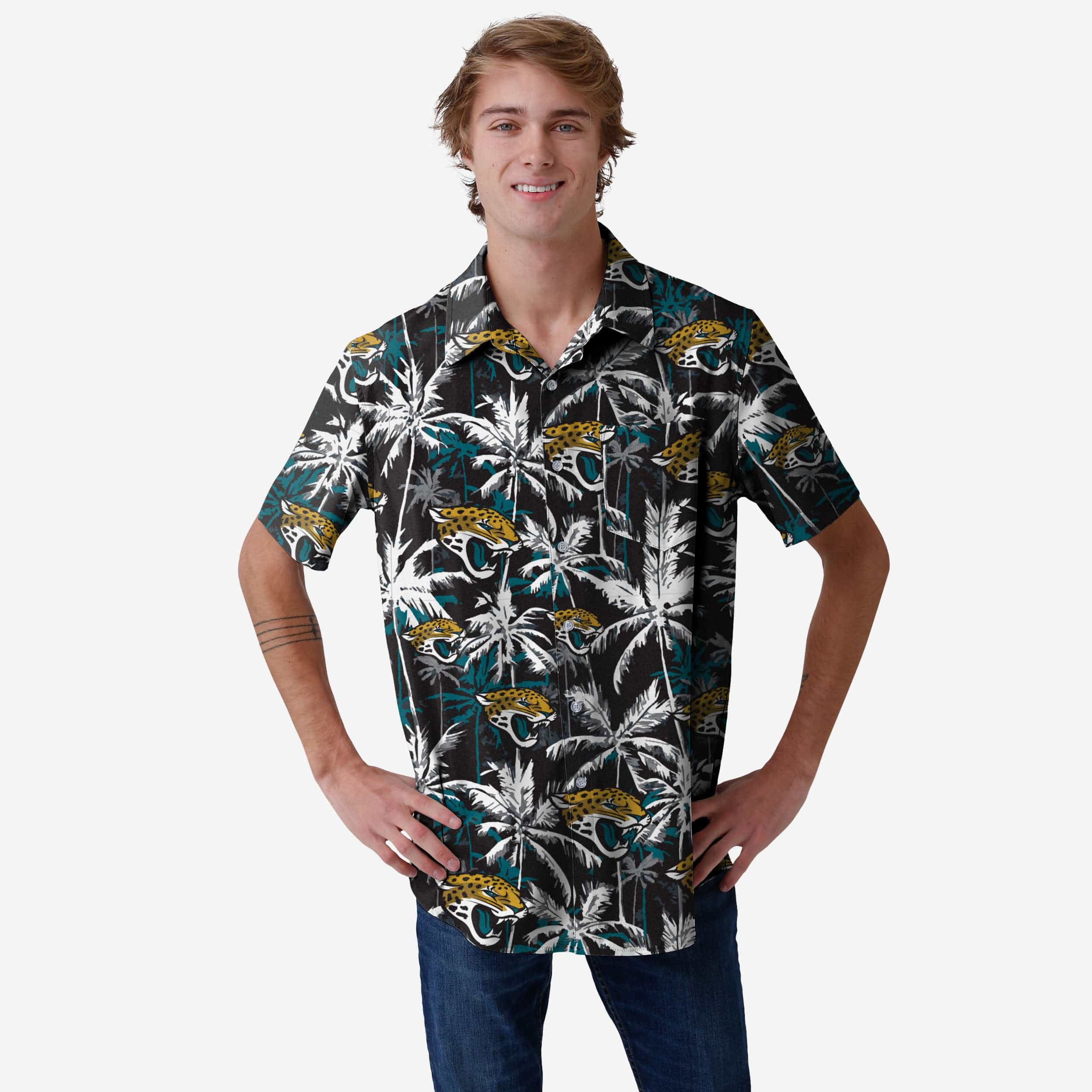 Men's FOCO Teal Jacksonville Jaguars Thematic Button-Up Shirt