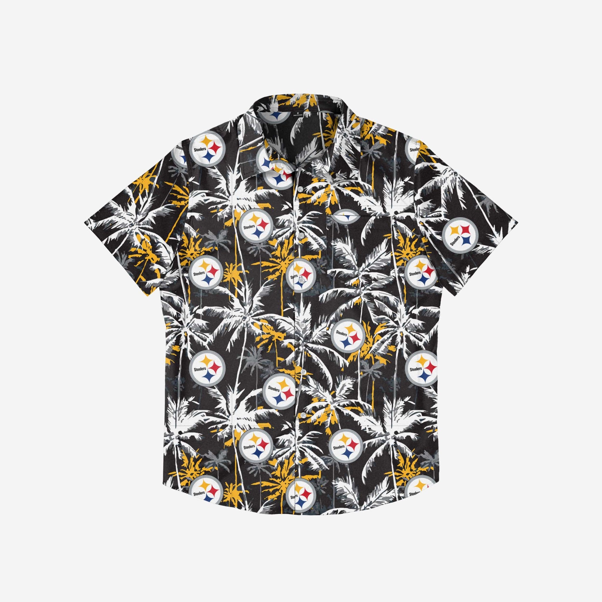 Pittsburgh Steelers Women's Floral Harmonic Button-Up Shirt - Black