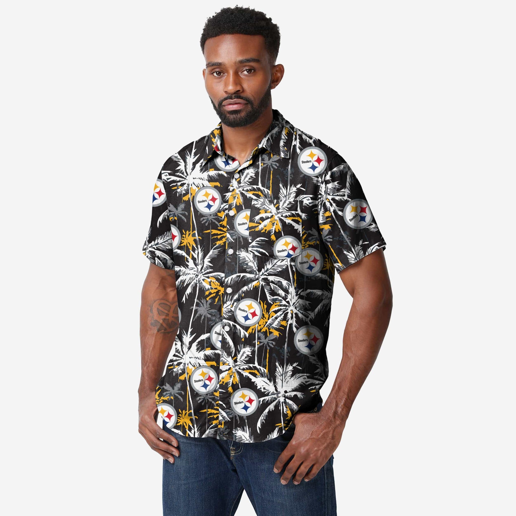 FOCO Pittsburgh Steelers Repeat Print Reversible Hoodeez Black