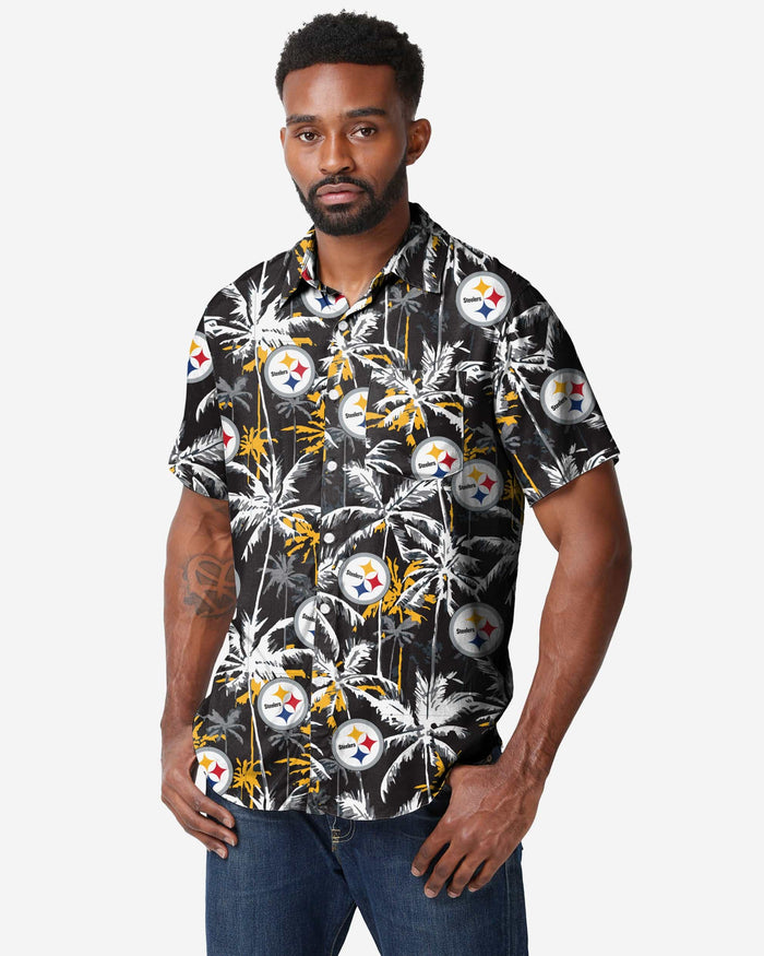 Pittsburgh Steelers Black Floral Button Up Shirt FOCO S - FOCO.com