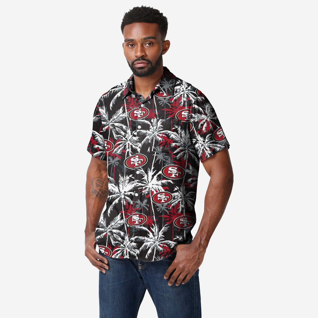 San Francisco 49ers Black Floral Button Up Shirt FOCO S - FOCO.com