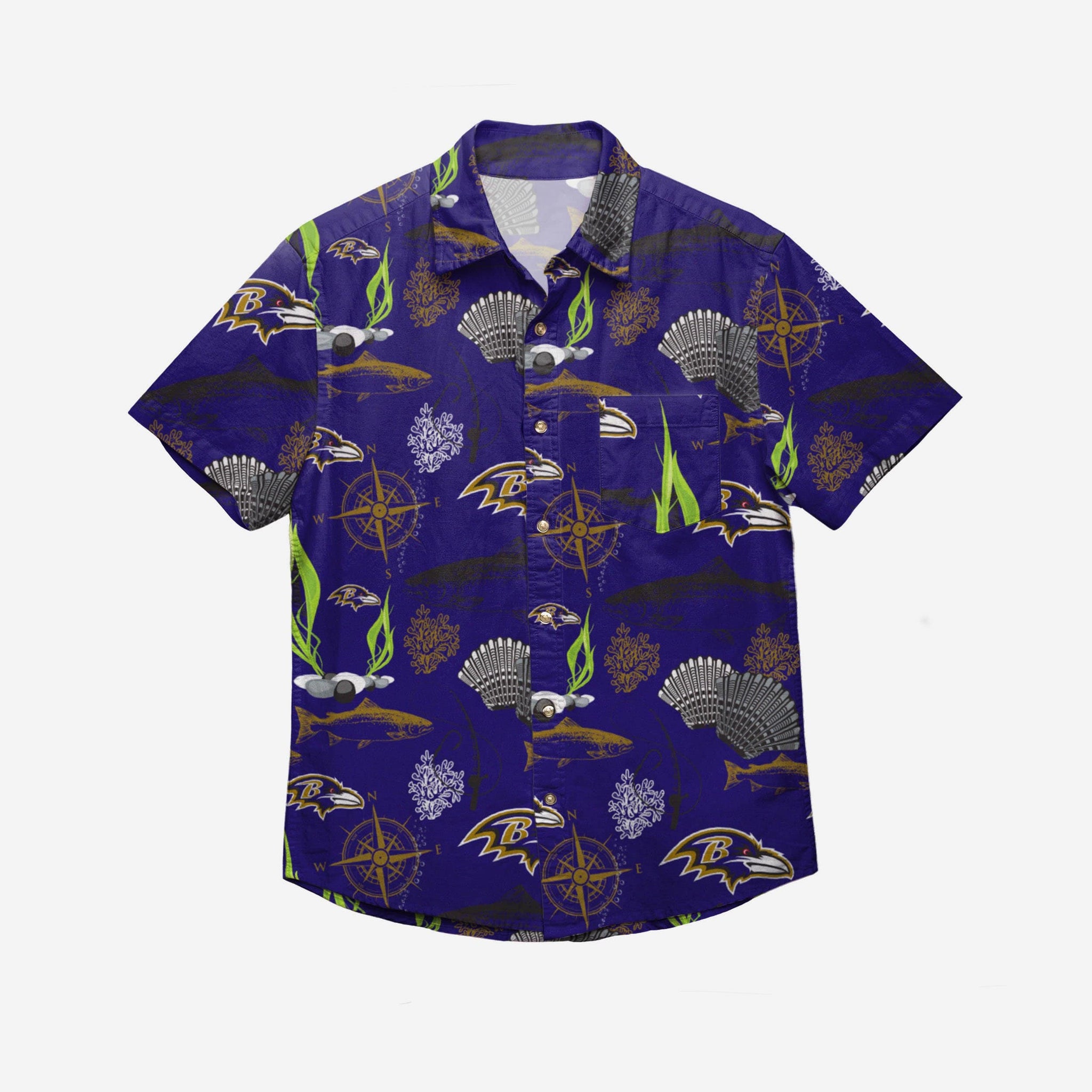 FOCO Baltimore Ravens NFL Mens Floral Button Up Shirt