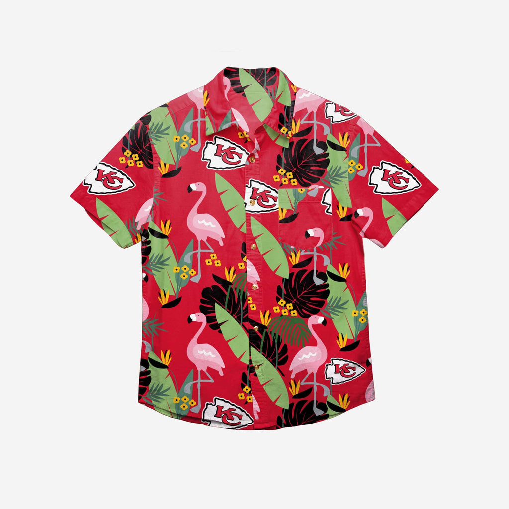 Kansas City Chiefs Floral Button Up Shirt FOCO