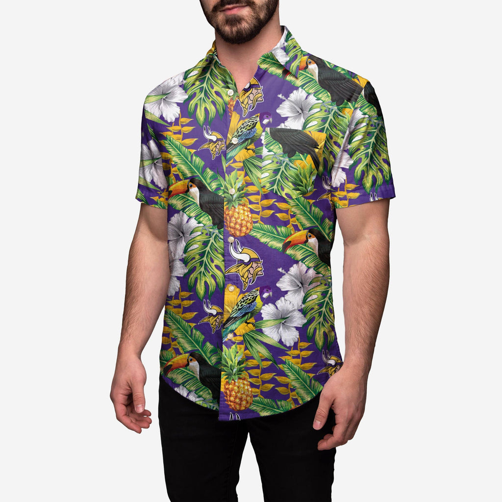 Minnesota Vikings Floral Button Up Shirt FOCO