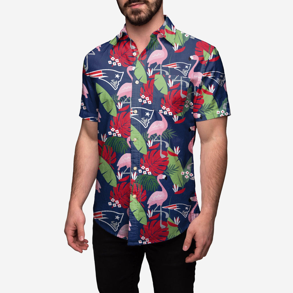 New England Patriots Floral Button Up Shirt FOCO