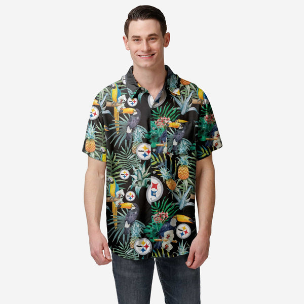 Pittsburgh Steelers Floral Button Up Shirt FOCO