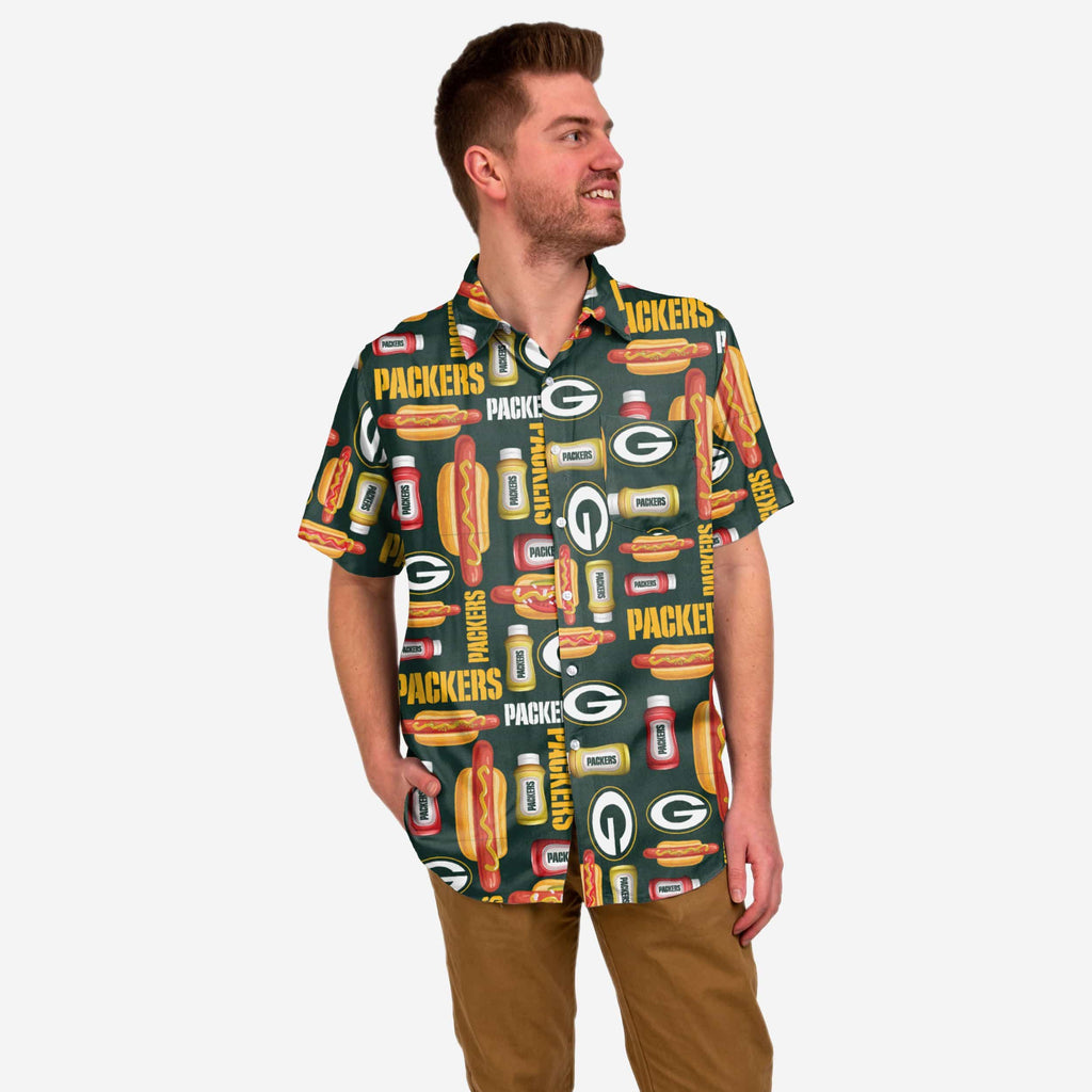 Green Bay Packers Grill Pro Button Up Shirt FOCO S - FOCO.com