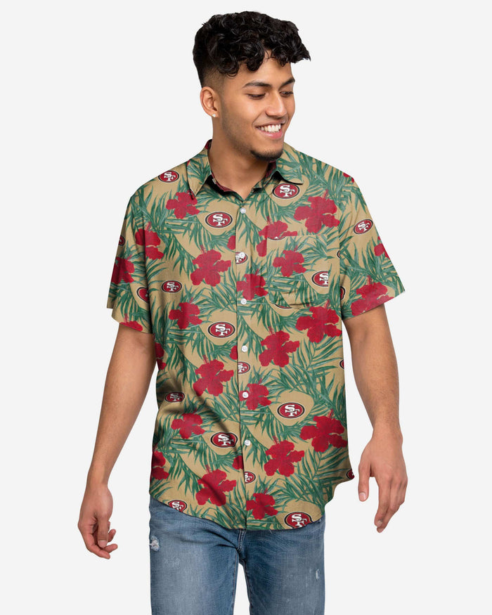 San Francisco 49ers Hibiscus Button Up Shirt FOCO S - FOCO.com