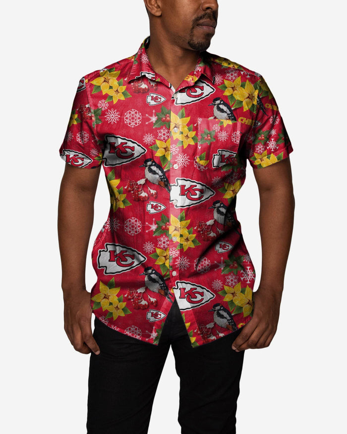 Kansas City Chiefs Mistletoe Button Up Shirt FOCO S - FOCO.com