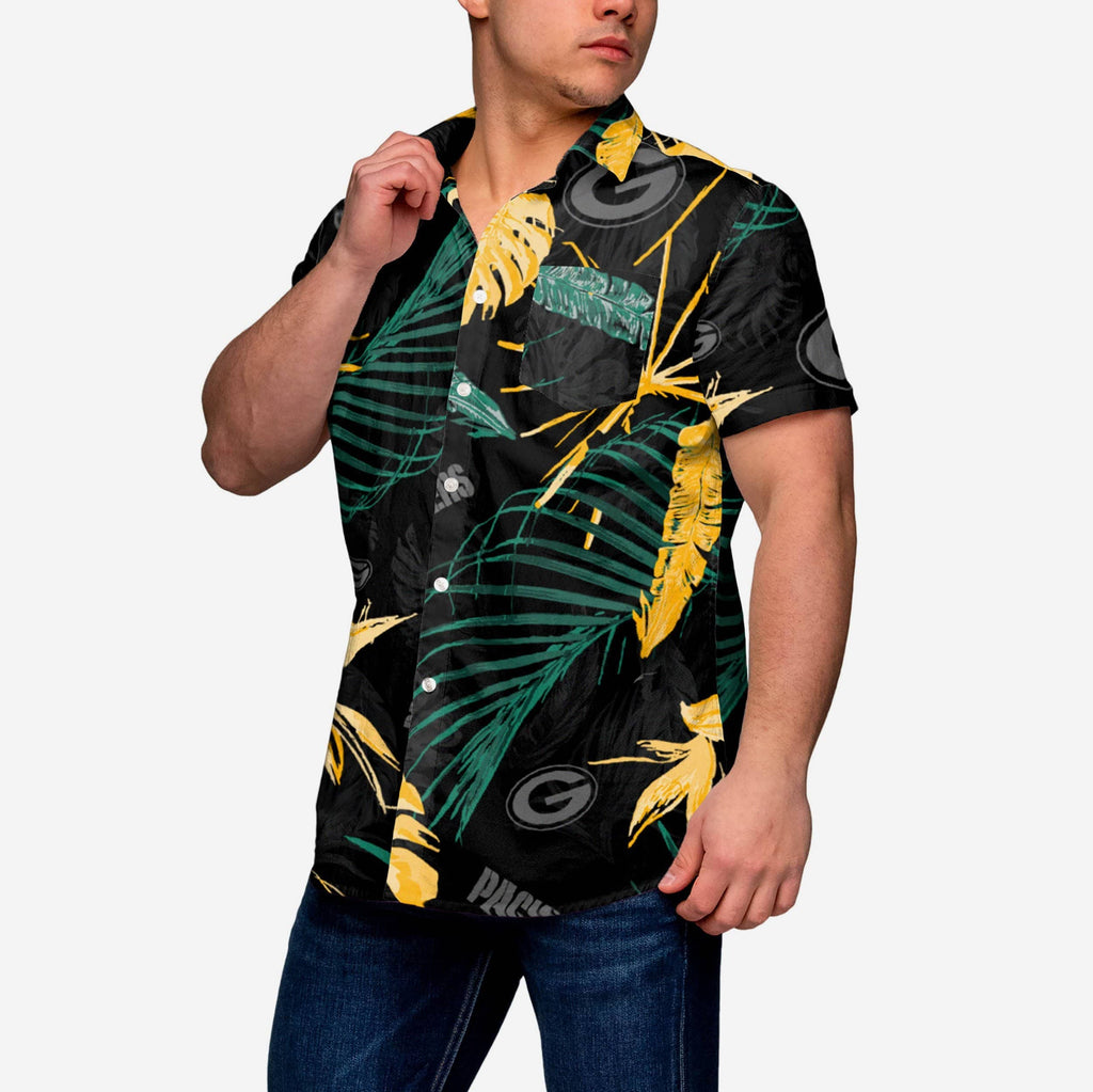 Green Bay Packers Neon Palm Button Up Shirt FOCO S - FOCO.com