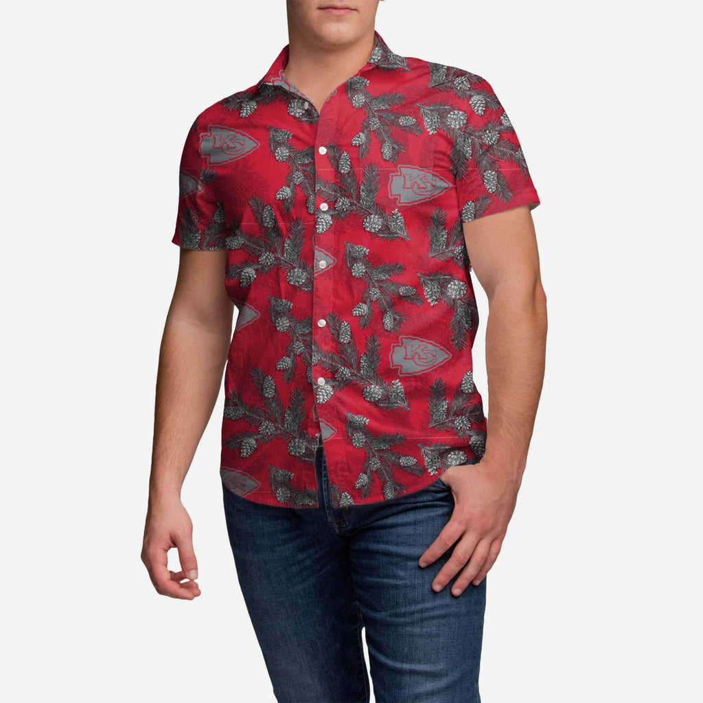 Kansas City Chiefs Pinecone Button Up Shirt FOCO S - FOCO.com