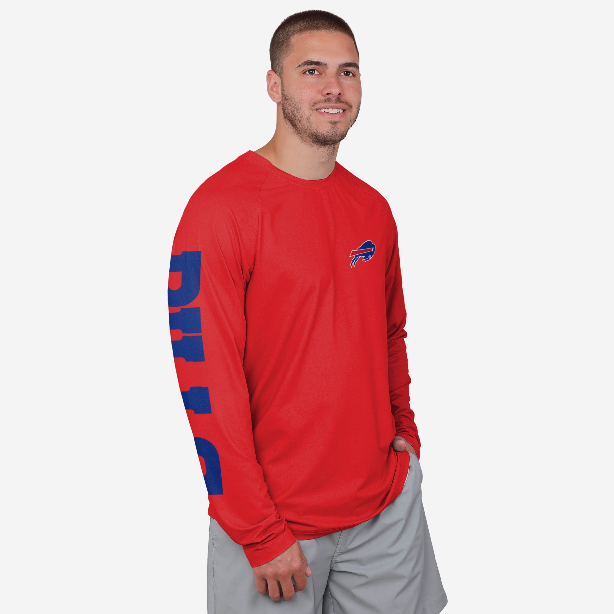 FOCO Buffalo Bills Royal/Red Gradient Rash Guard Swim Shirt