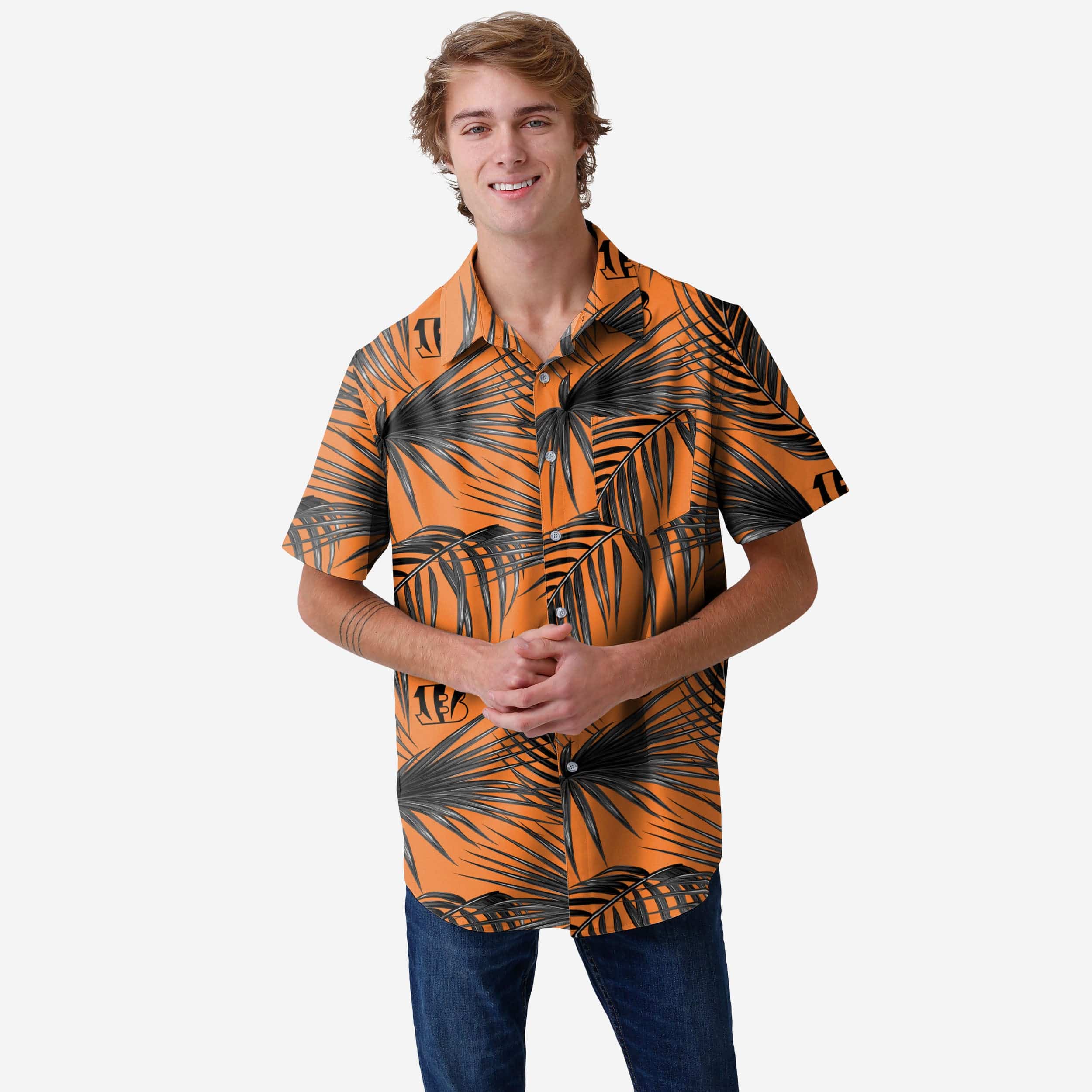 Baltimore Orioles Men's Shirt M Orange NFG Hawaiian All Over Print Button  Down