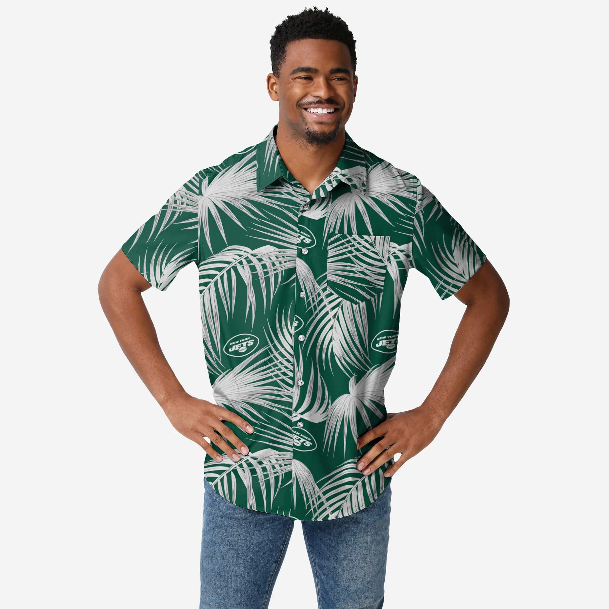 New York Jets Hawaiian Button Up Shirt