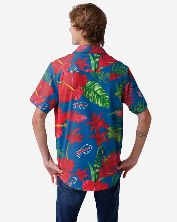 Buffalo Bills Team Color Hibiscus Button Up Shirt FOCO - FOCO.com