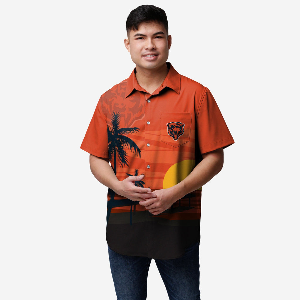 Chicago Bears Tropical Sunset Button Up Shirt FOCO S - FOCO.com