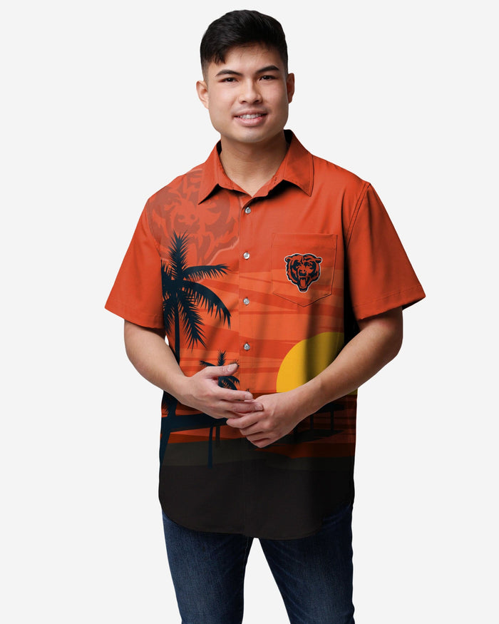 Chicago Bears Tropical Sunset Button Up Shirt FOCO S - FOCO.com