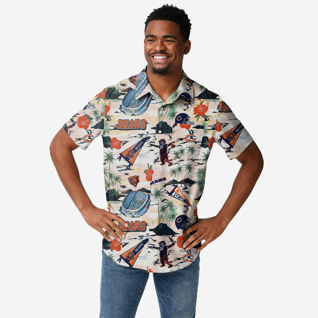 Chicago Bears Thematic Stadium Print Button Up Shirt FOCO S - FOCO.com