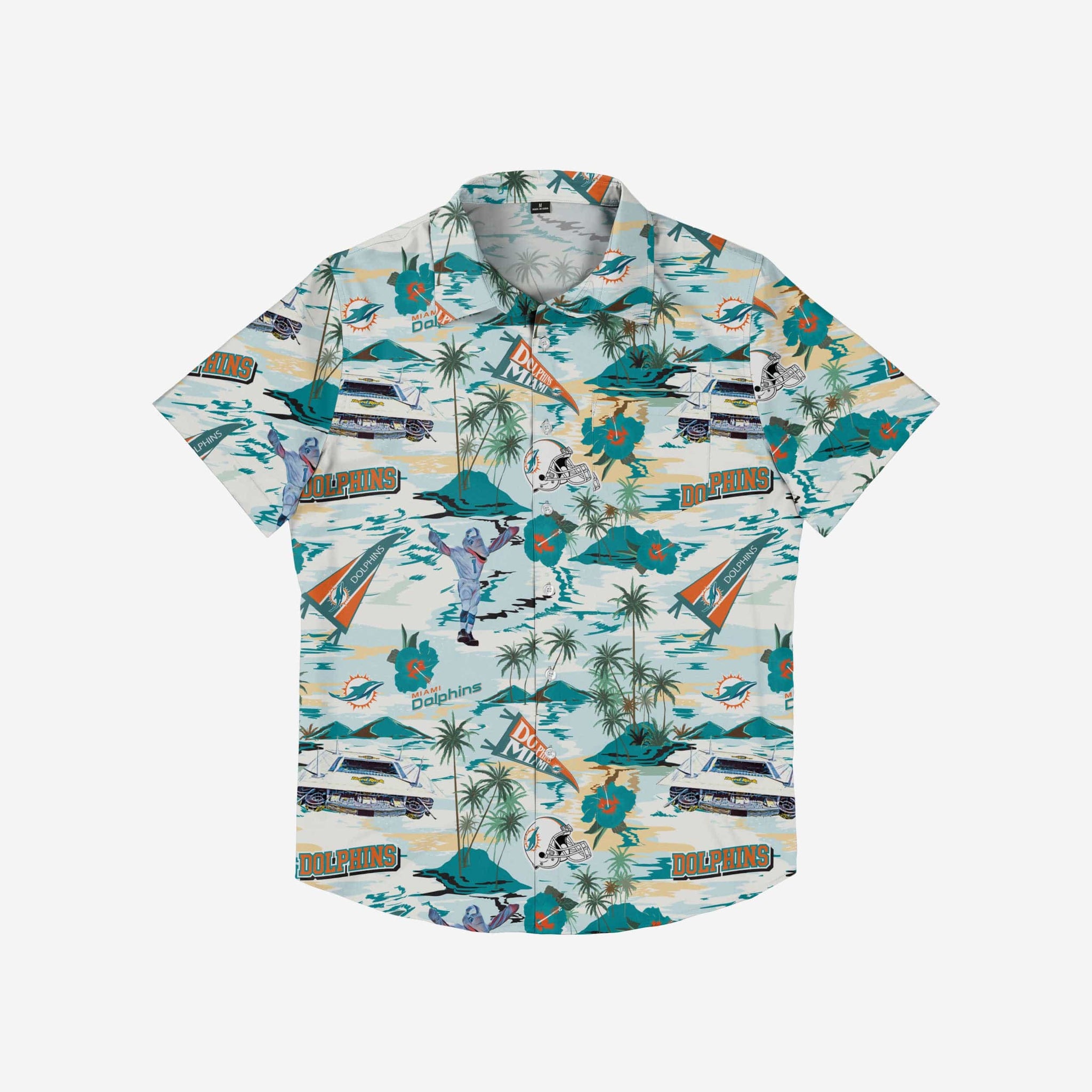 FOCO Miami Dolphins NFL Mens Floral Button Up Shirt - L