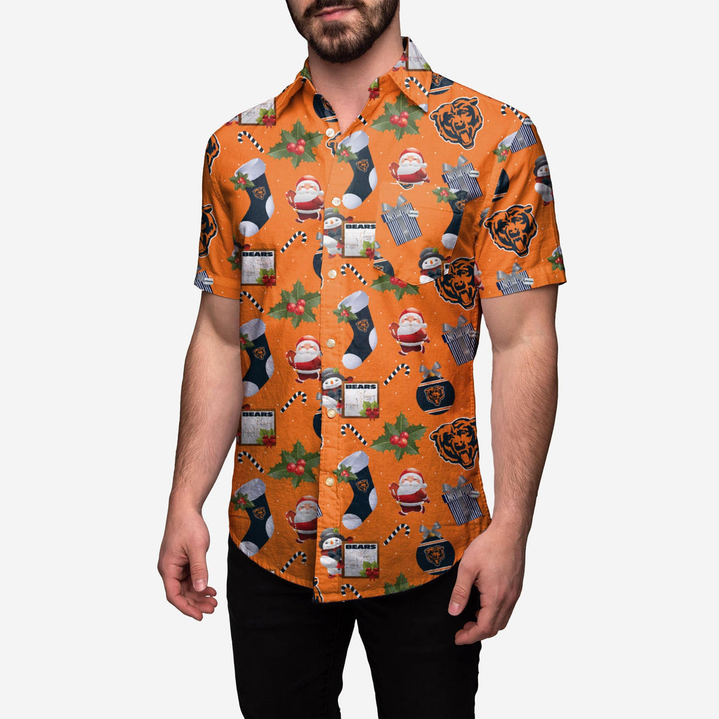 Chicago Bears Christmas Explosion Button Up Shirt FOCO S - FOCO.com