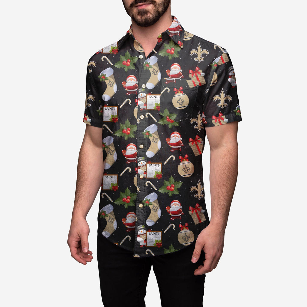 New Orleans Saints Christmas Explosion Button Up Shirt FOCO S - FOCO.com