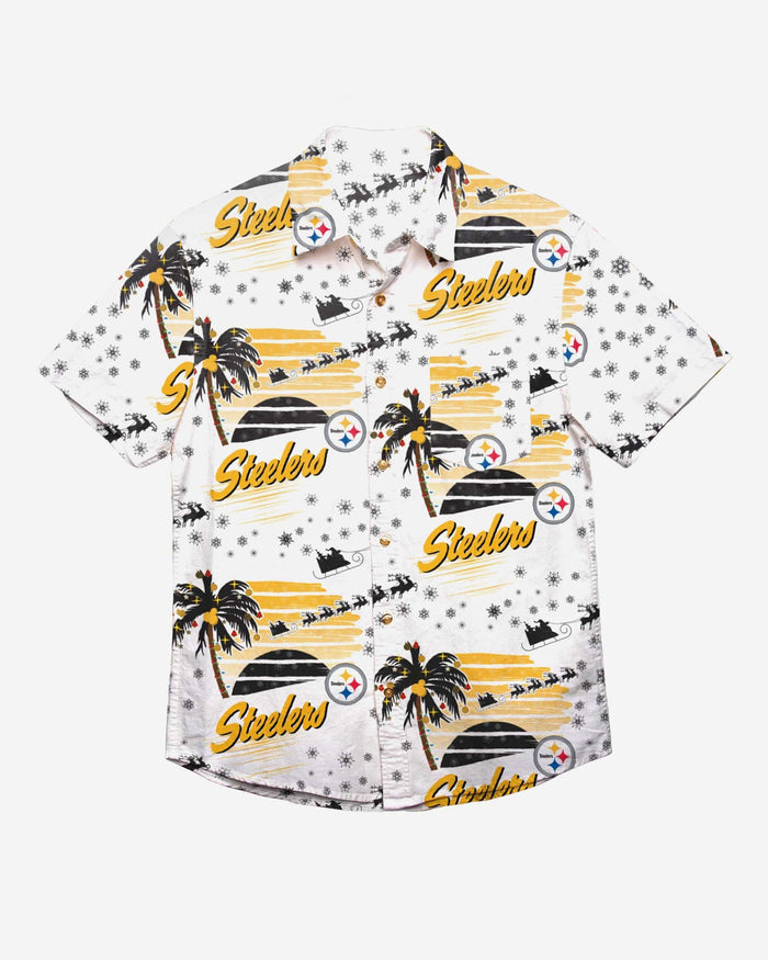 Pittsburgh Steelers Winter Tropical Button Up Shirt FOCO - FOCO.com