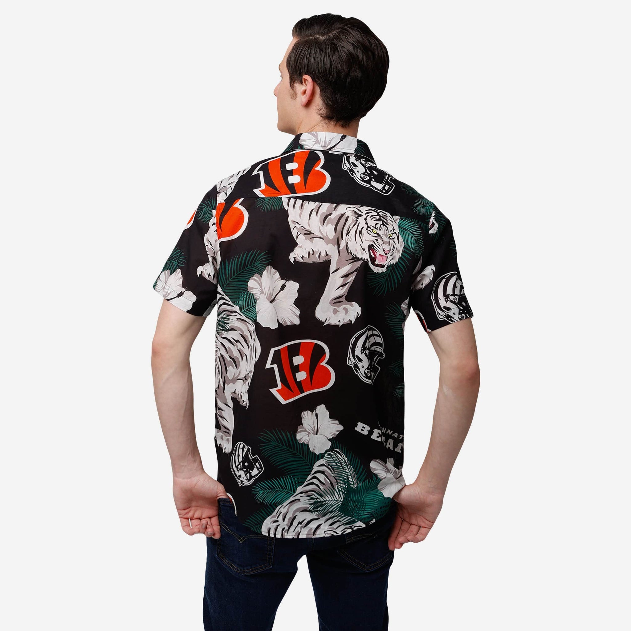 Cincinnati Bengals White Stripe Button Up Shirt FOCO