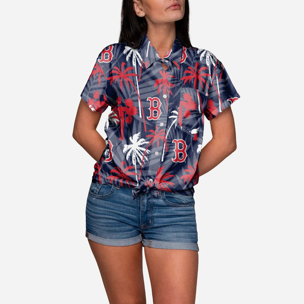 Boston Red Sox Tropic of Da Palms Womens Button Up Shirt FOCO S - FOCO.com