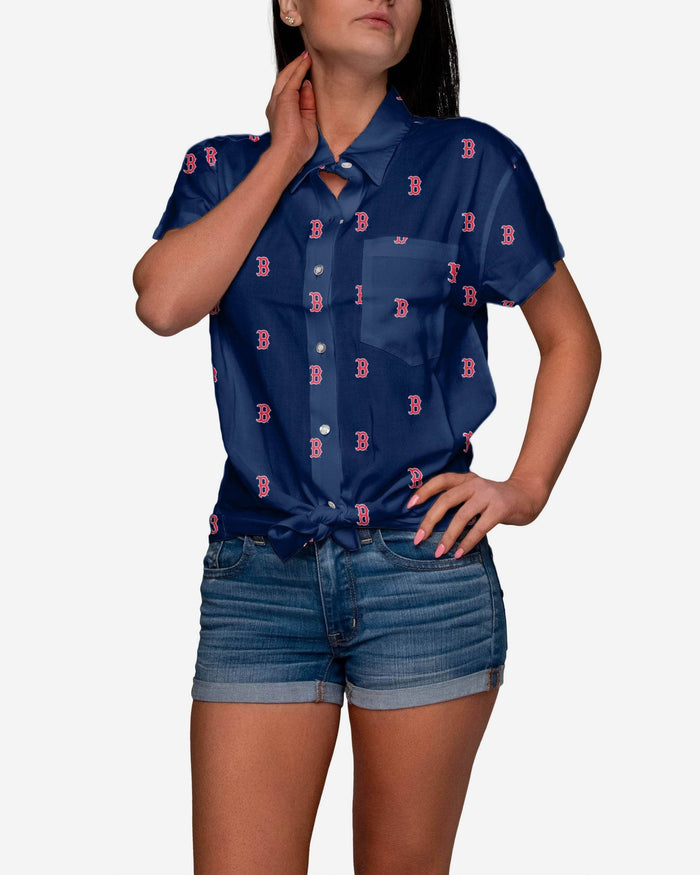 Boston Red Sox Logo Blast Womens Button Up Shirt FOCO S - FOCO.com