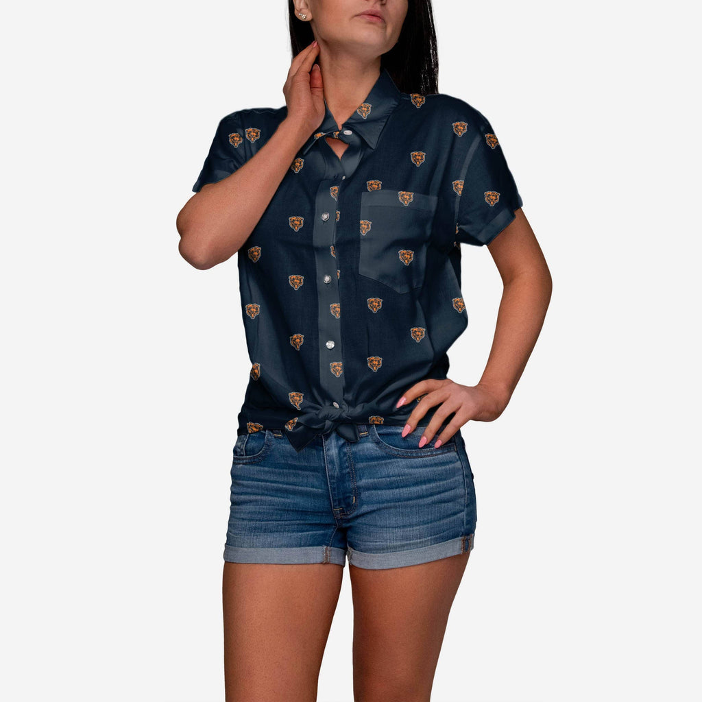 Chicago Bears Logo Blast Womens Button Up Shirt FOCO S - FOCO.com