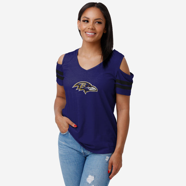 FOCO Baltimore Ravens NFL Womens Cold Shoulder T-Shirt