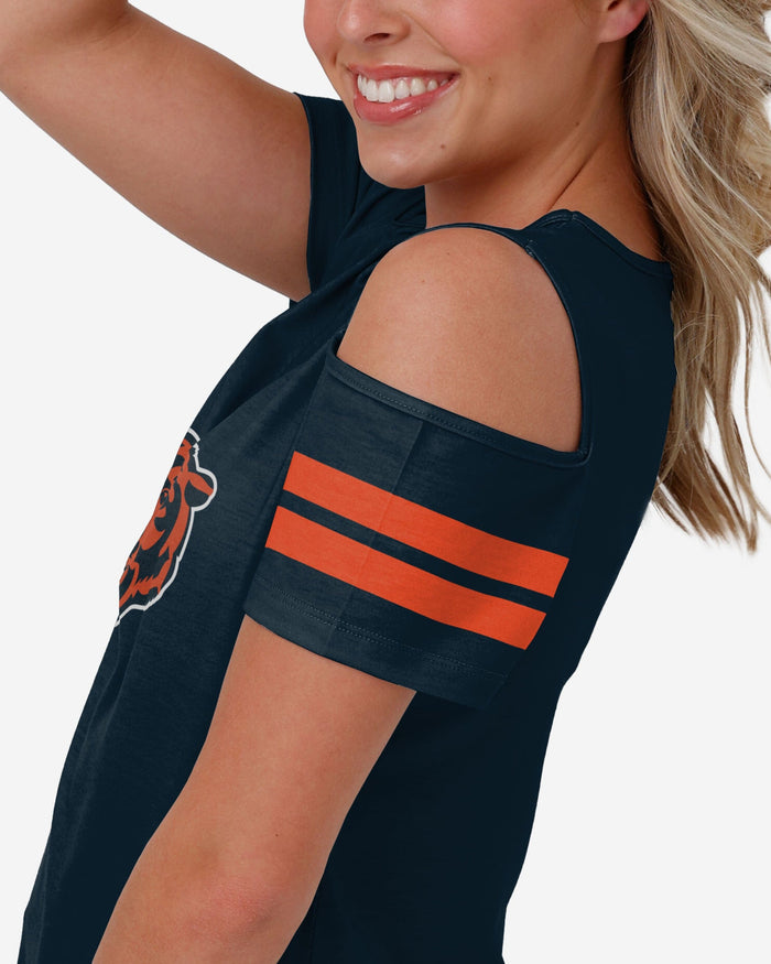 Chicago Bears Womens Cold Shoulder T-Shirt FOCO - FOCO.com