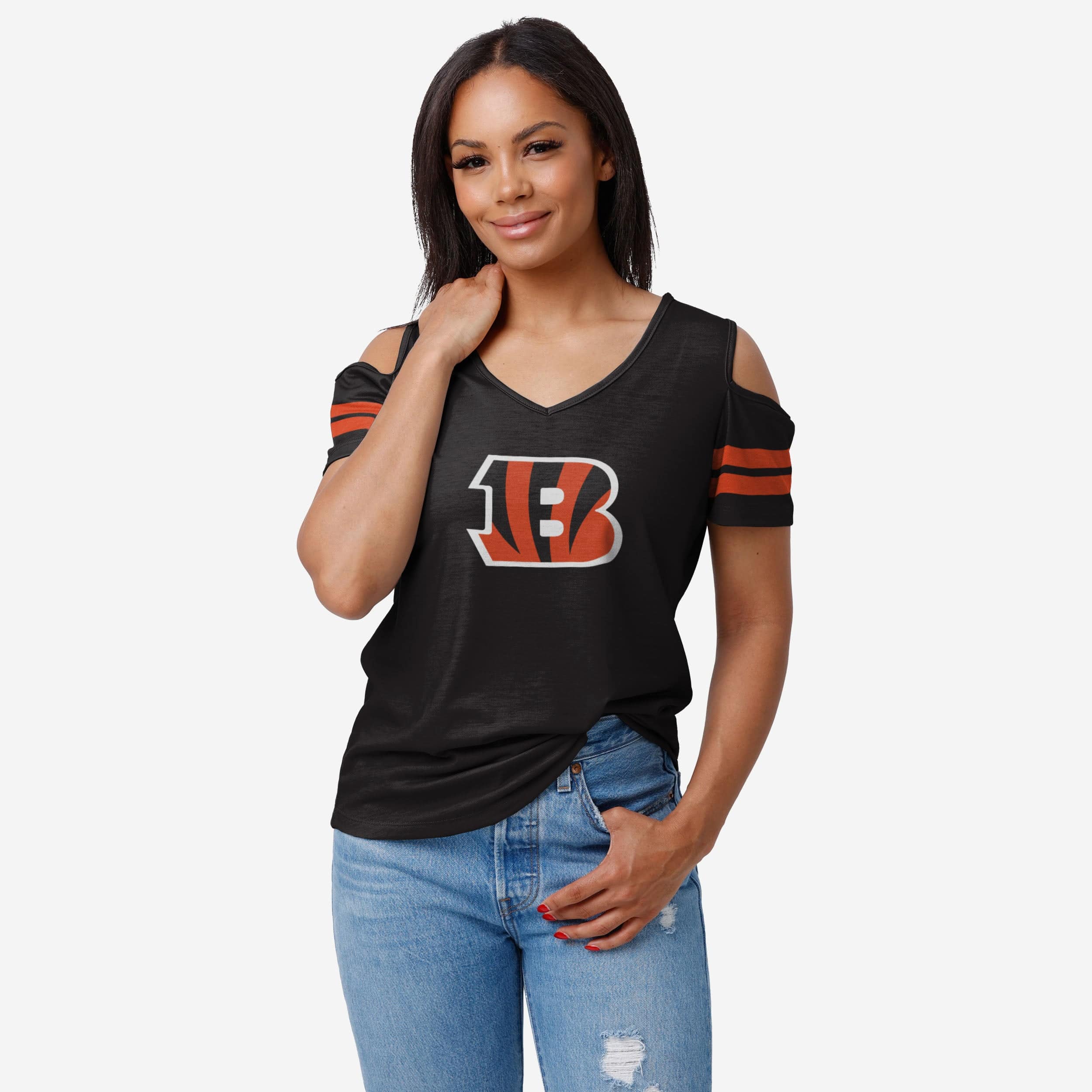 FOCO Cincinnati Bengals NFL Womens Cold Shoulder T-Shirt