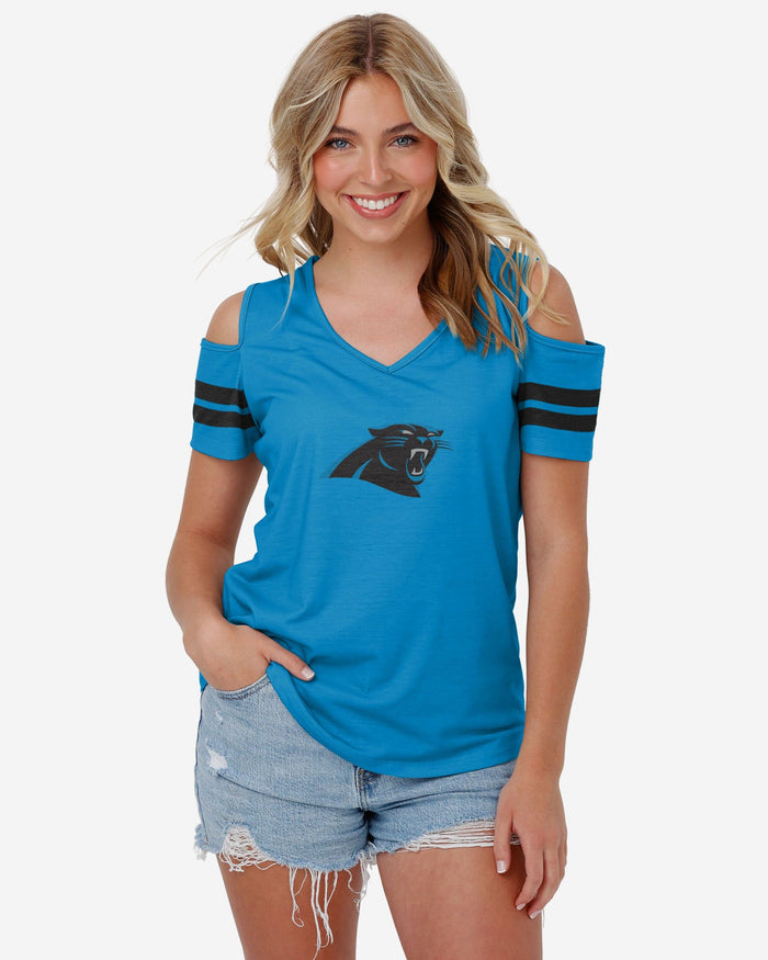 Carolina Panthers Womens Cold Shoulder T-Shirt FOCO S - FOCO.com