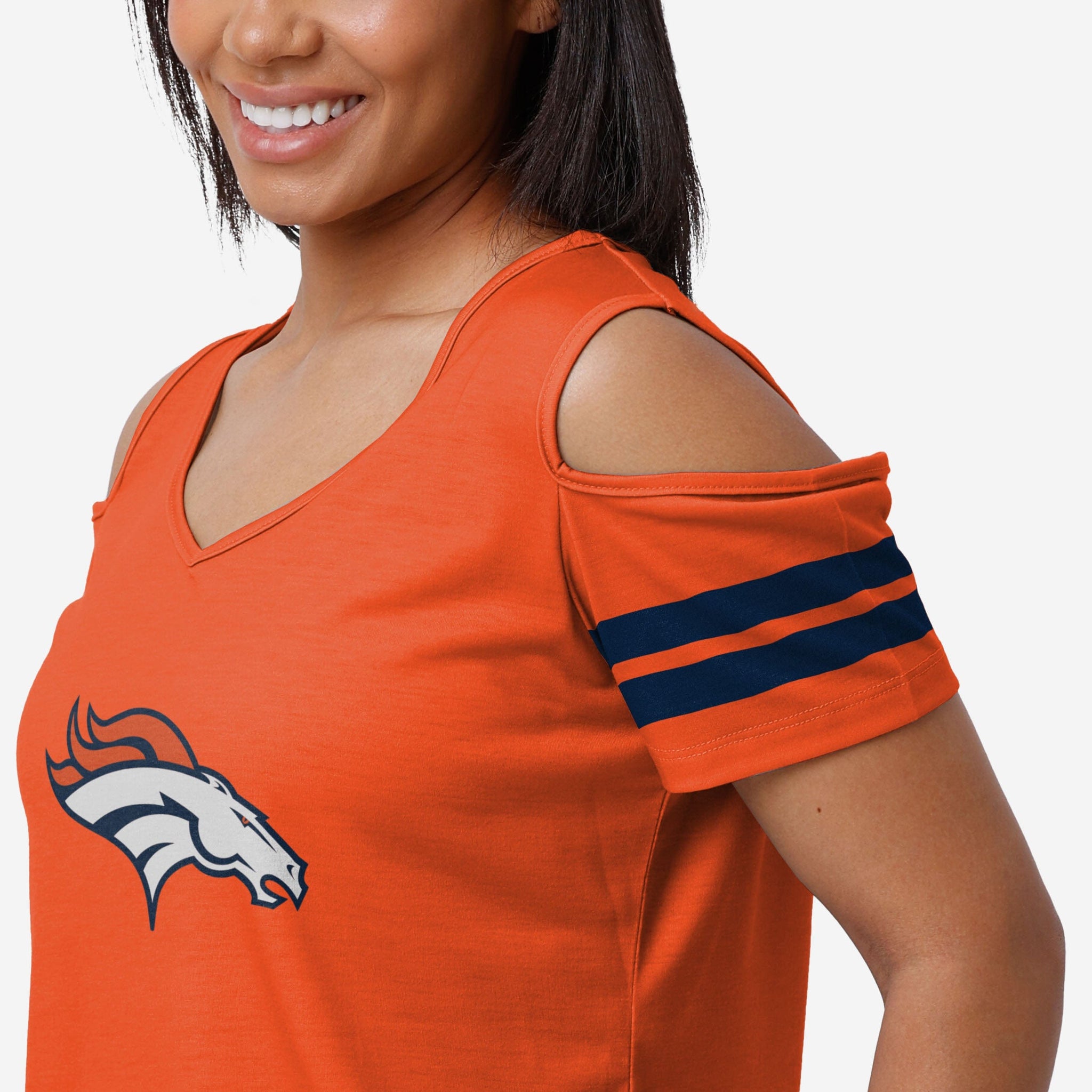 Denver Broncos Womens Cold Shoulder T-Shirt FOCO