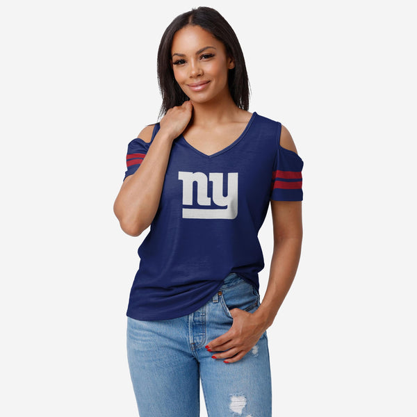 New York Giants Womens Cold Shoulder T-Shirt FOCO