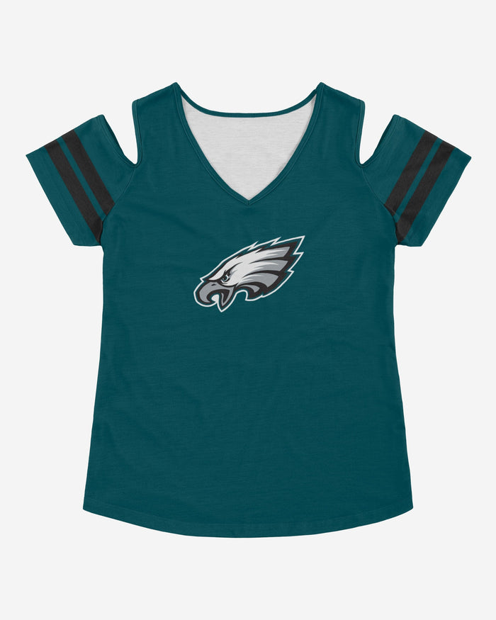 Philadelphia Eagles Womens Cold Shoulder T-Shirt FOCO - FOCO.com